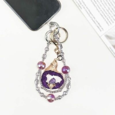 Amethyst Luxe Charm DIY-Chain BagChain KeyChain - Image 3