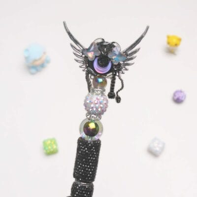 Angel Wings Black Rhinestone Pen Vintage - Image 3