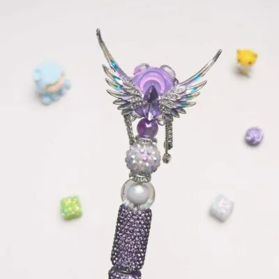 Angel Wings Purple Rhinestone Pen Vintage