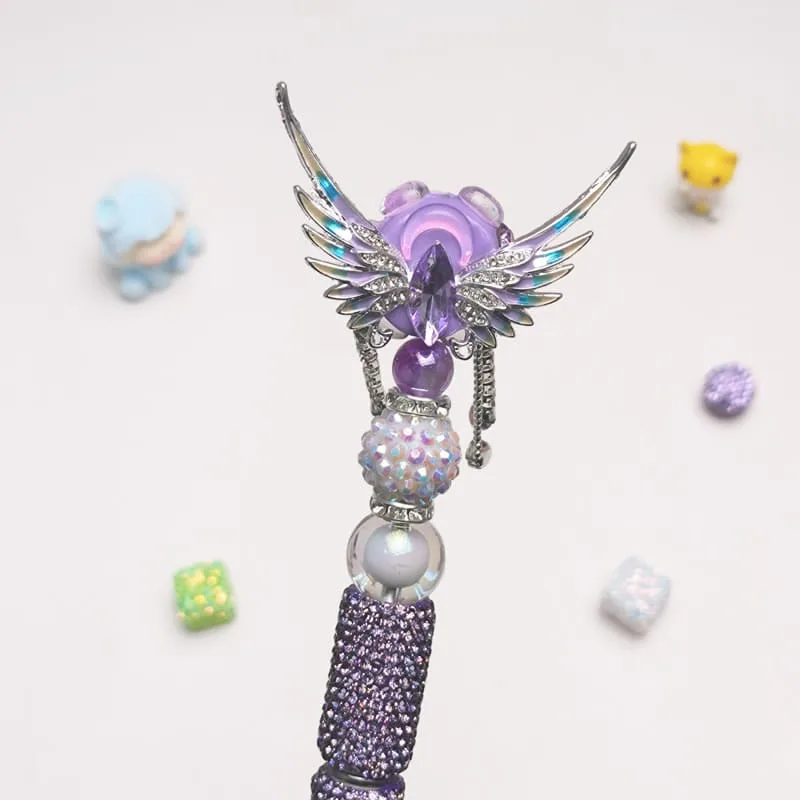 Angel Wings Purple Rhinestone Pen Vintage - Image 1