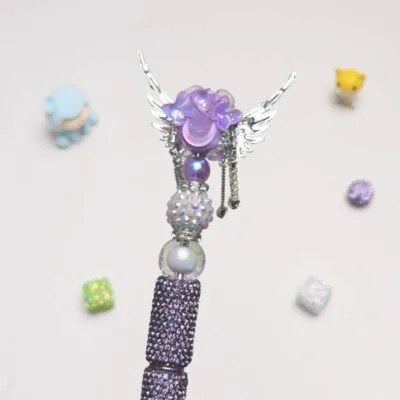 Angel Wings Purple Rhinestone Pen Vintage - Image 3