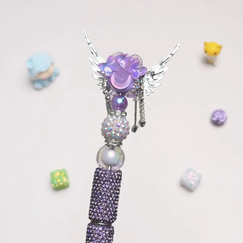Angel Wings Purple Rhinestone Pen Vintage - Image 3