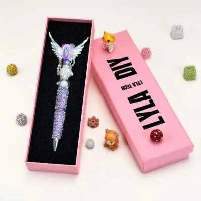 Angel Wings Purple Rhinestone Pen Vintage - Image 2