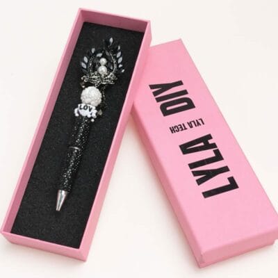 Black Rose Purple Crescent moon With Semi Rehinestone Beadable Pen - Image 3