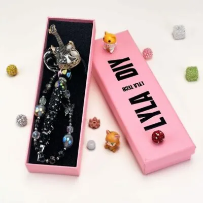 Black&Gold Guitar Metalstyle Multi-functional Rehinestone Pen and Keychain - Image 6