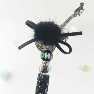Black&Gold Guitar Metalstyle Multi-functional Rehinestone Pen and Keychain - Image 5