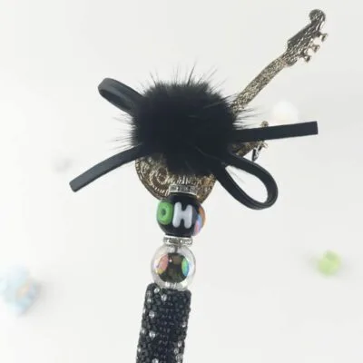 Black&Gold Guitar Metalstyle Multi-functional Rehinestone Pen and Keychain - Image 5