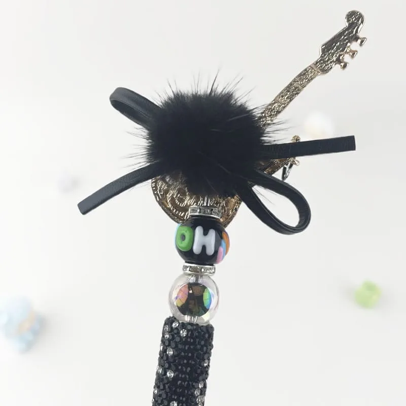 Black&Gold Guitar Metalstyle Multi-functional Rehinestone Pen and Keychain - Image 5