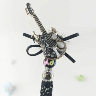 Black&Gold Guitar Metalstyle Multi-functional Rehinestone Pen and Keychain - Image 4