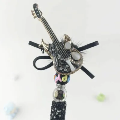 Black&Gold Guitar Metalstyle Multi-functional Rehinestone Pen and Keychain - Image 4