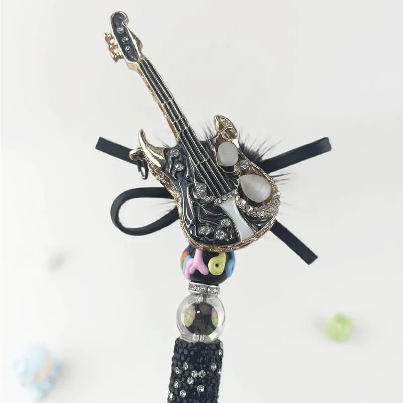 Black&Gold Guitar Metalstyle Multi-functional Rehinestone Pen and Keychain - Image 4