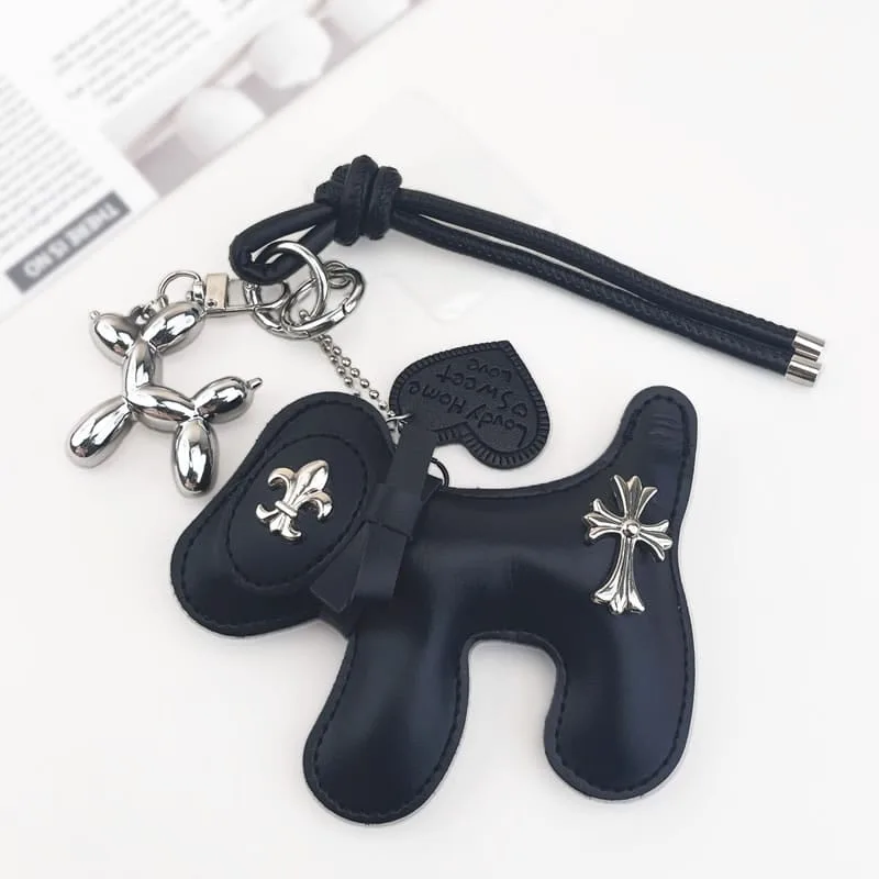 BlackHeart Silver Ballon Petdog Keychain - Image 1