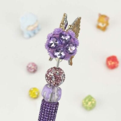 Butterfly Purple Half Rhinestone Pen Vintage - Image 4