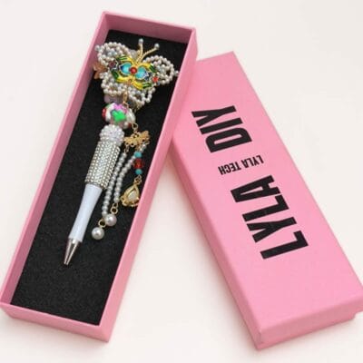 Butterfly Silver Half Rhinestone Pen Fancy - Image 3