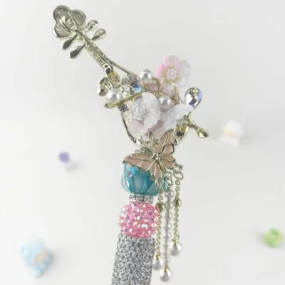 Chinese Lute Multi-functional Rhinestone Beaded Pen and Keychain - Image 5