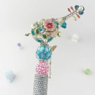 Chinese Lute Multi-functional Rhinestone Beaded Pen and Keychain - Image 4