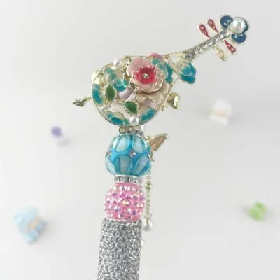 Chinese Lute Multi-functional Rhinestone Beaded Pen and Keychain - Image 4