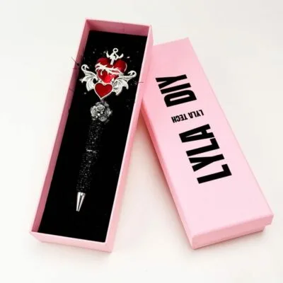 Eternal Heart Black Rhinestone Pen Vintage - Image 2