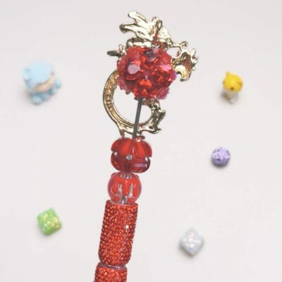 Fire Dragon Red Rhinestone Pen Vintage - Image 3