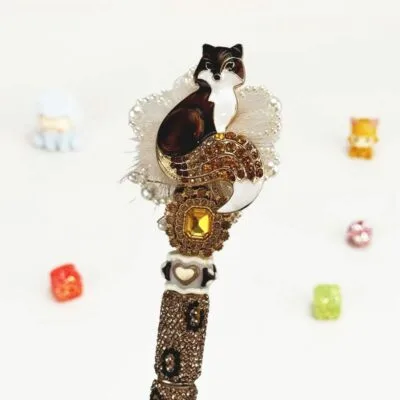 Fox Brown Rhinestone Pen Vintage