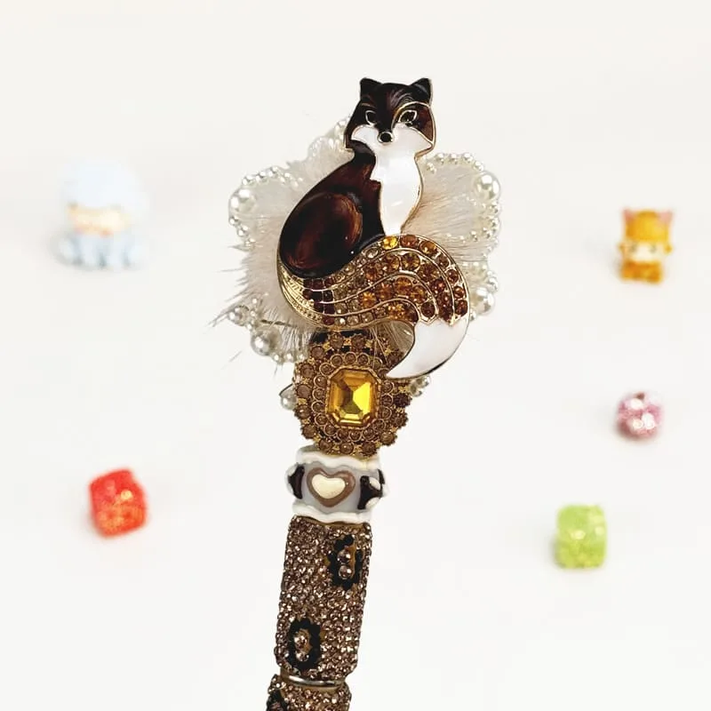Fox Brown Rhinestone Pen Vintage - Image 1