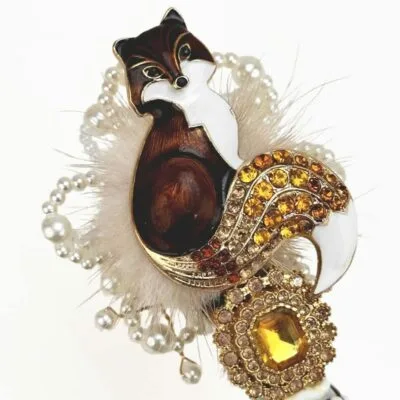 Fox Brown Rhinestone Pen Vintage - Image 2