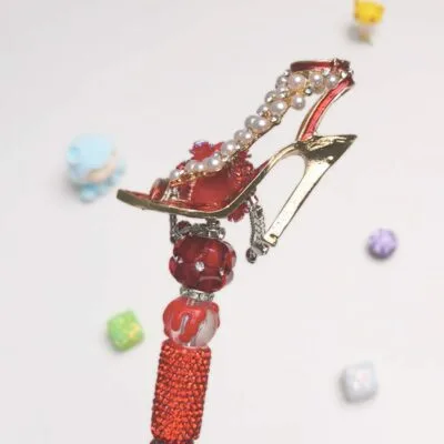 High Heels Red Rhinestone Pen Vintage