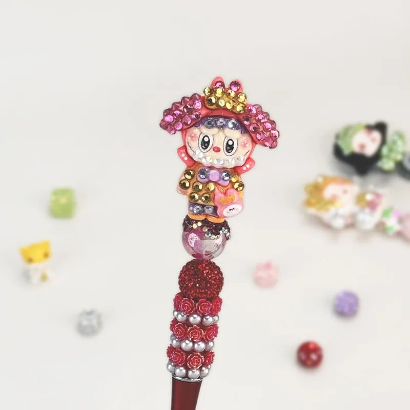 Labubu L1 Red Flowers Pen Popmart - Image 1