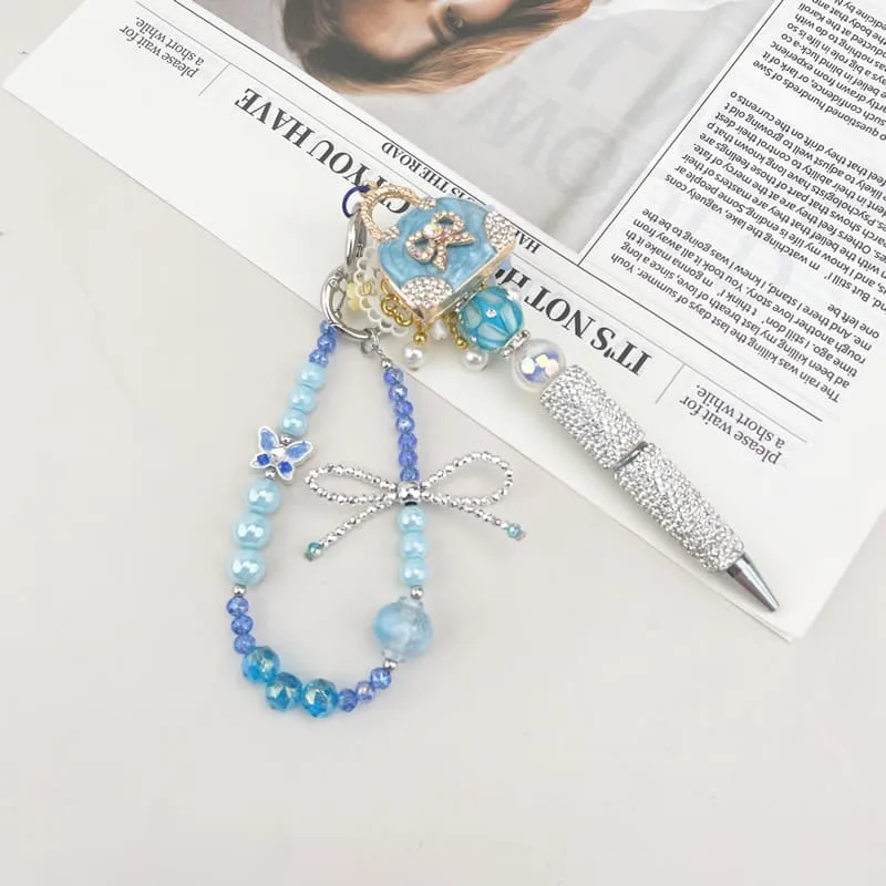 Lake Blue Handbag Multi-functional Rehinestone Pen and Keychain - Image 1