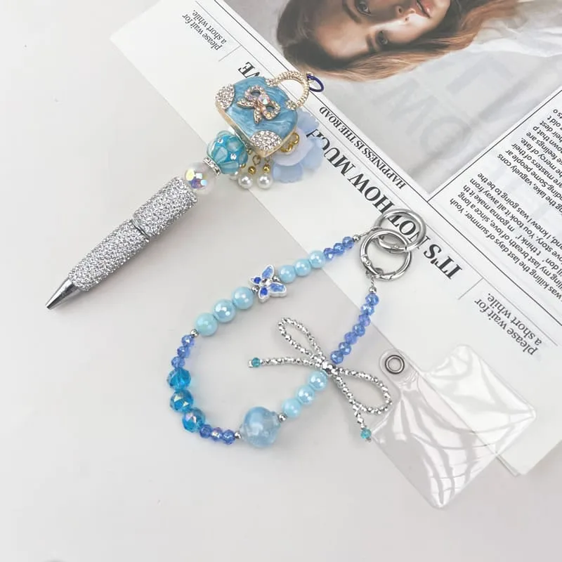 Lake Blue Handbag Multi-functional Rehinestone Pen and Keychain - Image 2