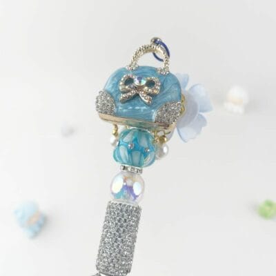 Lake Blue Handbag Multi-functional Rehinestone Pen and Keychain - Image 5