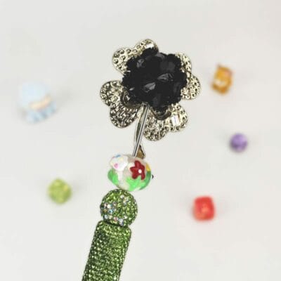 Lucky Clover Green Rhinestone Pen Vintage - Image 3