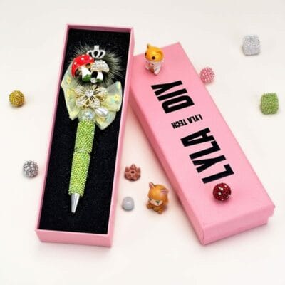 Mushroom Green Rhinestone Pen Vintage - Image 5