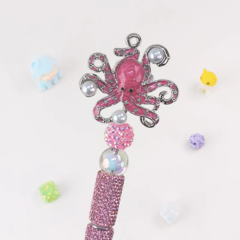 Octopus Pink Rhinestone Pen Vintage - Image 1