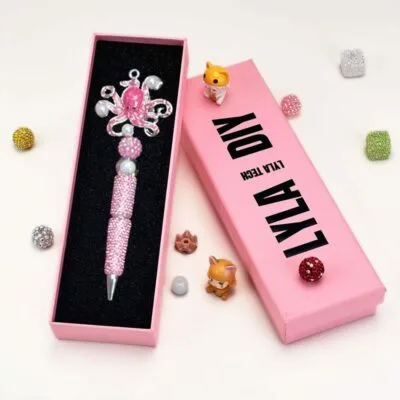 Octopus Pink Rhinestone Pen Vintage - Image 2