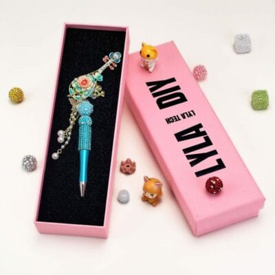 Pipa Sky Blue Half Rhinestone Pen Fancy - Image 3
