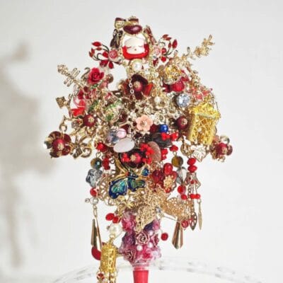 Red&Gold Onyx Style Gold Wing with Tassel Pen - Image 5