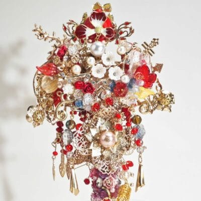 Red&Gold Onyx Style Gold Wing with Tassel Pen - Image 4