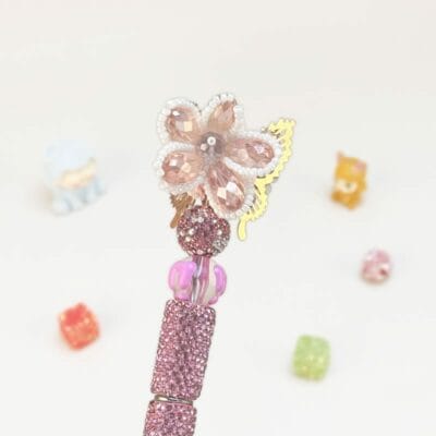 Rhinestone Butterfly Pink Rhinestone Pen Vintage - Image 3