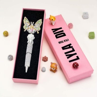 Rhinestone Butterfly Sliver Rhinestone Pen Vintage - Image 3