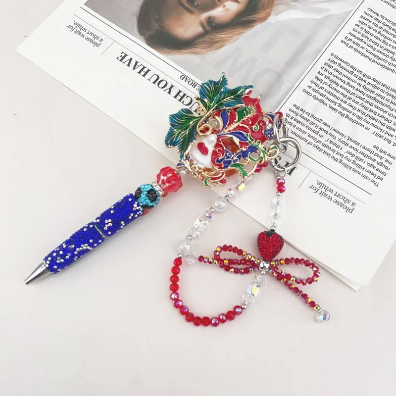 Venice Carnival Mask Multi-functional Rehinestone Beaded Pen and Keychain - Image 1