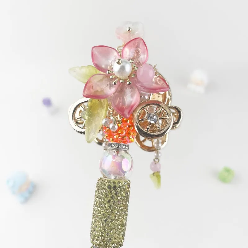 Vintage Orange Fattonny Multi-functional Rehinestone Beaded Pen and Keychain - Image 5
