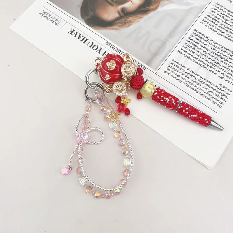 Vintage Red Fattonny Multi-functional Rehinestone Beaded Pen and Keychain - Image 1