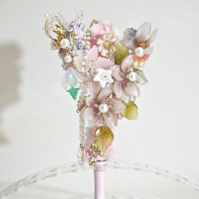 White&Purple Flowers with Green&Yellow Leaf Pen - Image 4