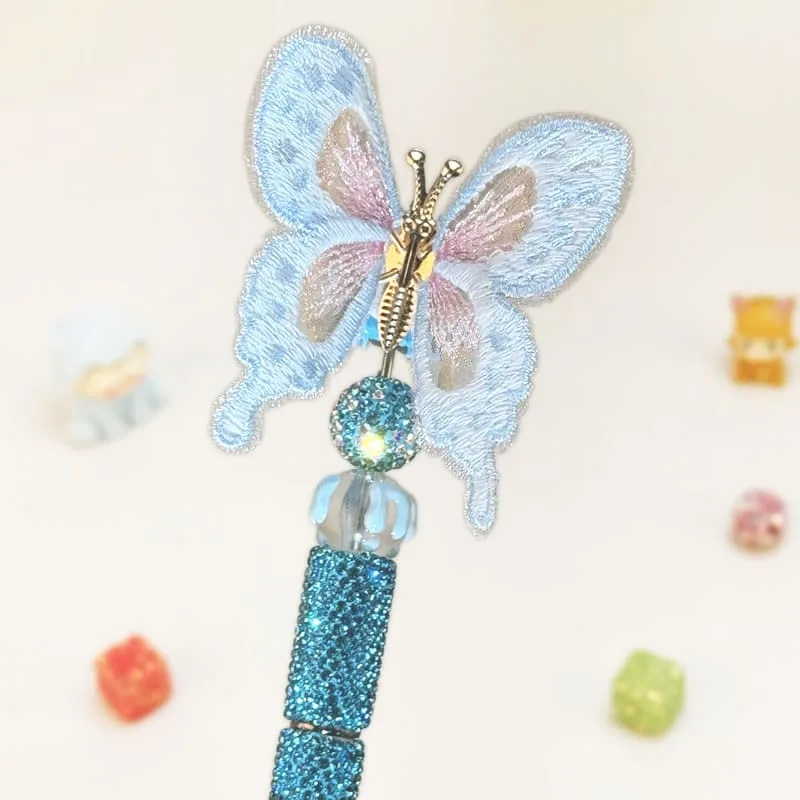 Butterfly Sky Blue Rhinestone Pen Vintage - Image 1